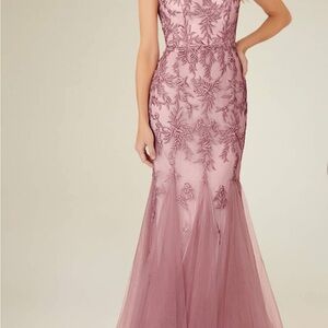 Azazie Pink Embellished Maxi Gown for Weddings
